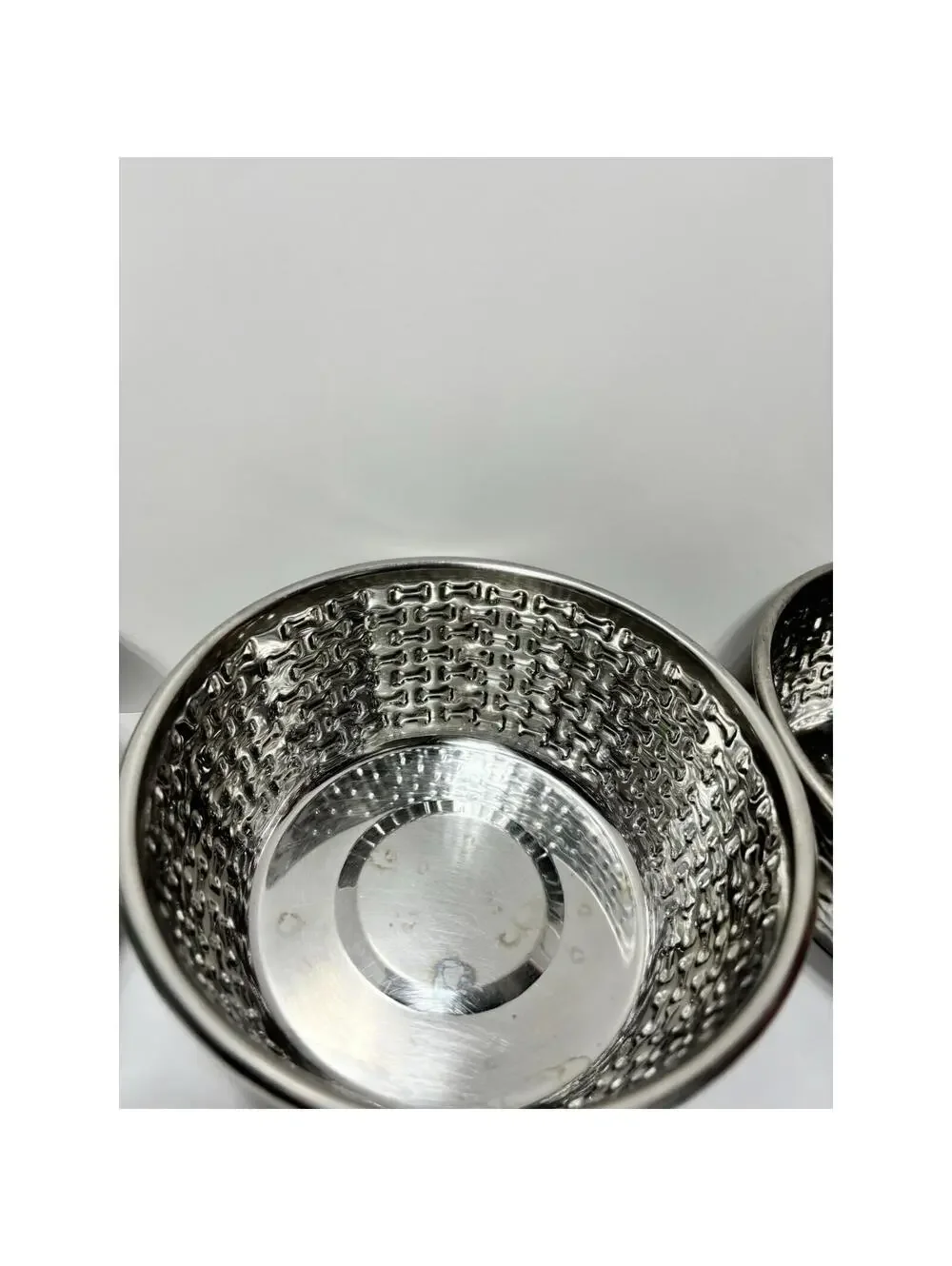 Dogit Silver Chrome Mini Bone Dog Bowls Set of 3 for Pets GUC As Is